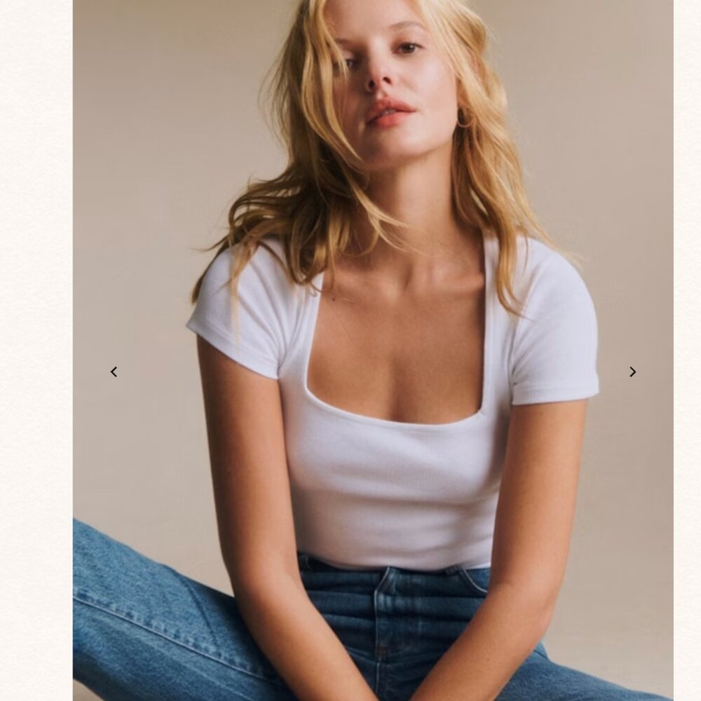 Sézane Amara Short Sleeve Top Ecru M - Picture 2 of 10